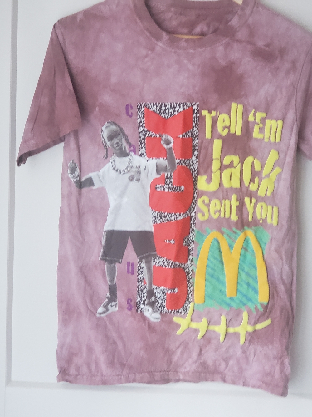 Travis Scott Graphic Tee in Dusty Mauve - McDonald's Inspired Design